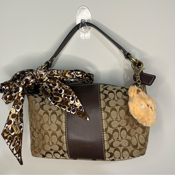 Y2K coach Vintage Canvas with chocolate leather HandBag - Picture 2 of 5